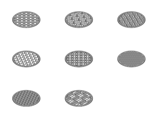 【和柄コースター】全品セット（Φ90×3mm）【STL、STEP】
