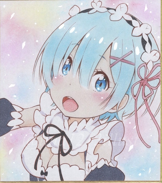 手描きイラスト リゼロ レム ミニ色紙 Tina1213 Booth