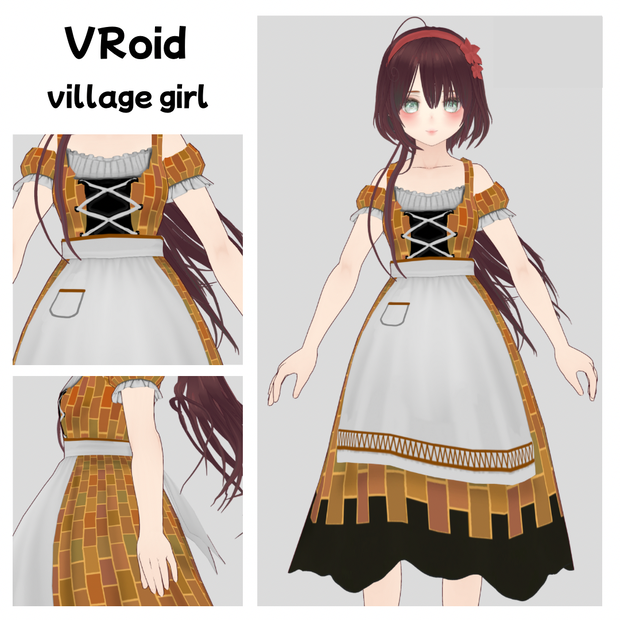 【VRoid】村娘ドレス｜Villager Dress｜VRoid Outfit