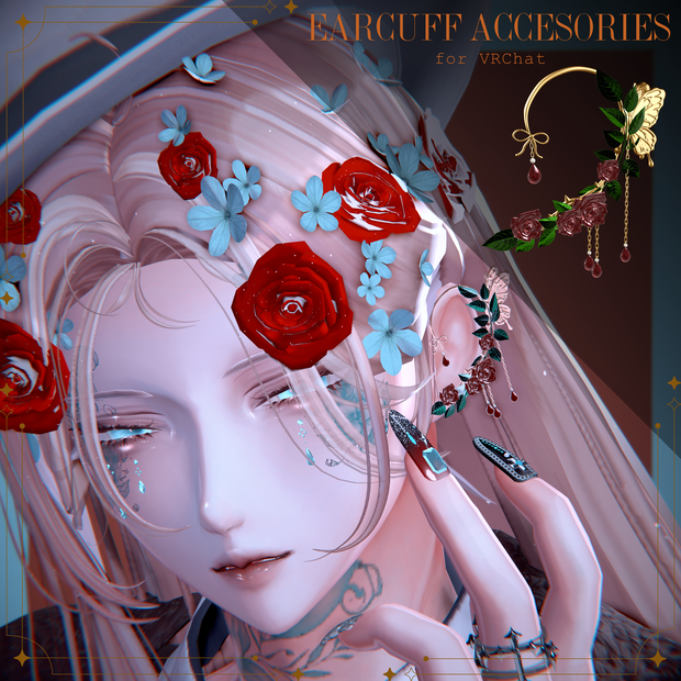 【６アバター対応】Rose Waltz -earcuff accesories-