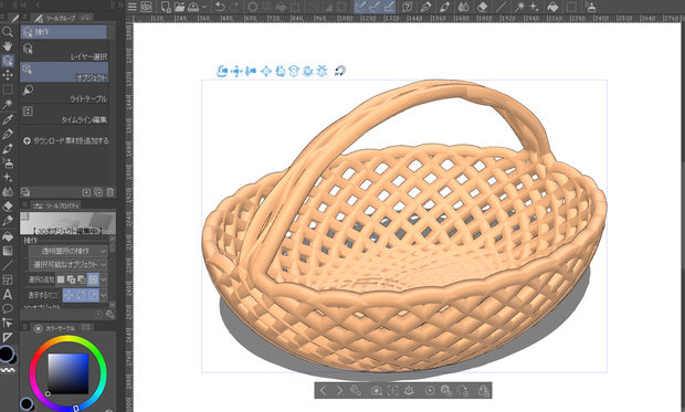 clipstudio用３d素材　fbx形式　バスケット1
