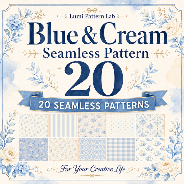 Blue & Cream Seamless Pattern 20