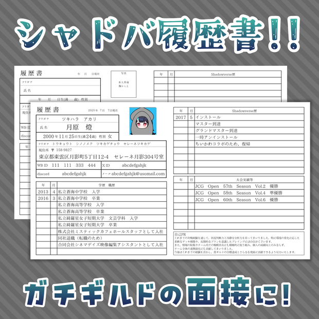 【無料】シャドバWB 履歴書