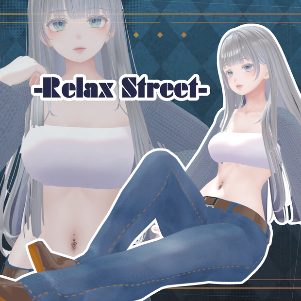 【終売SALE中】【6アバター対応】RelaxStreet/へそピアス付き【MA対応】