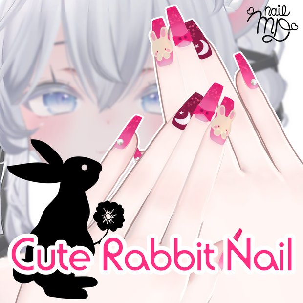 【9アバター対応】Cute Rabbit Nail / MA対応ネイルチップ【MDollnail対応】
