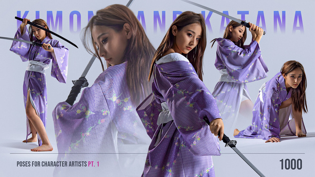 着物＆刀 ― キャラクターアーティストのための1000ポーズ/Kimono & Katana – 1000 Poses for Character Artists