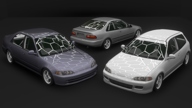 【VRChat・CHIKUWA VEHICLE SYSTEM 2対応】90年代前期の市民向けコンパクトカー『EG-Sports』(競技仕様)