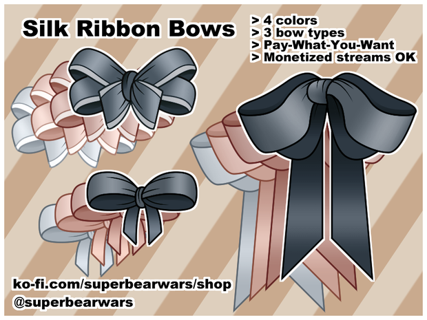 [VTuber Asset] Silk Ribbon Bows (Free)