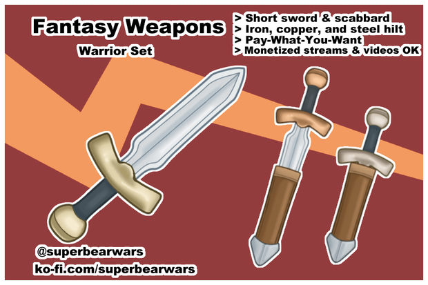 [VTuber Assets] Fantasy RPG Weapons - Swords (Free)