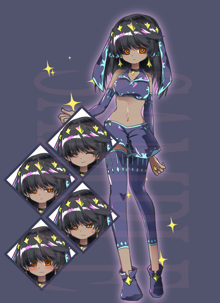 【立ち絵素材】ファンタジー女性〈星〉（表情差分PNG/角、羽などのオプション付PSD）