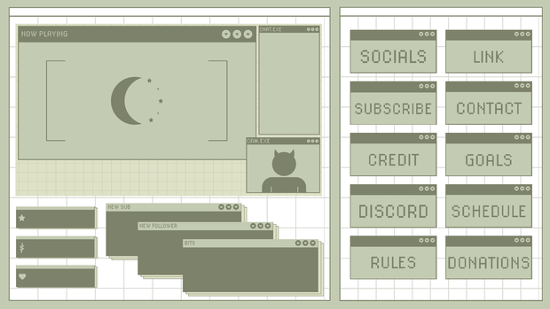 Green Browser Stream Overlay Pack Twich, Youtube - Aesthetic - Cute - Internet