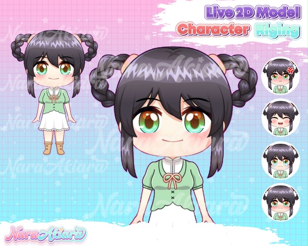 Adorable Vtuber Live2d Chibi With Braided Hair Cute Anime Girl 