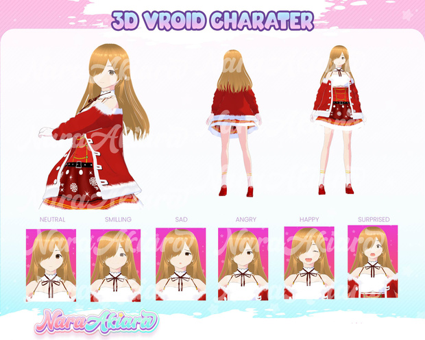 3D Vroid Model, Vroid Commission, Vroid Model, Vroid Character - Enchanting Festive Character 3D Vroid Model Anime Rukia Christmas Girl for Virtual Worlds