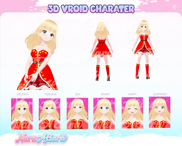 3D Vroid Model, Vroid Character, Vtuber Design, Vroid Commission, Vroid Clothing - 3D Vroid Model Anime Shelly Dianesty Christmas Girl with Festive Holiday Spirit