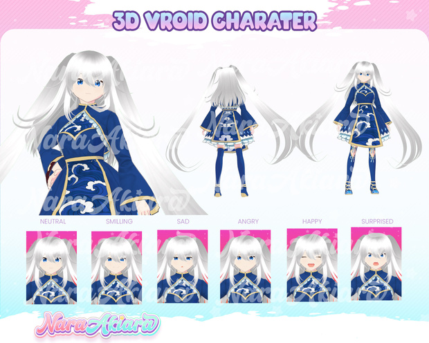 3D Vroid Character, Vroid Commission, Vroid Model, Vtuber Design - Charming and Expressive Virtual Character 3D Vroid Model Anime Lin Sei Girl