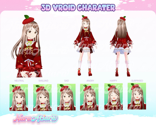 3D Vtuber Model, Vtuber Design, Vroid Character, Vroid Commission - Festive and Adorable 3D Vroid Model Anime Nachacha Christmas Girl