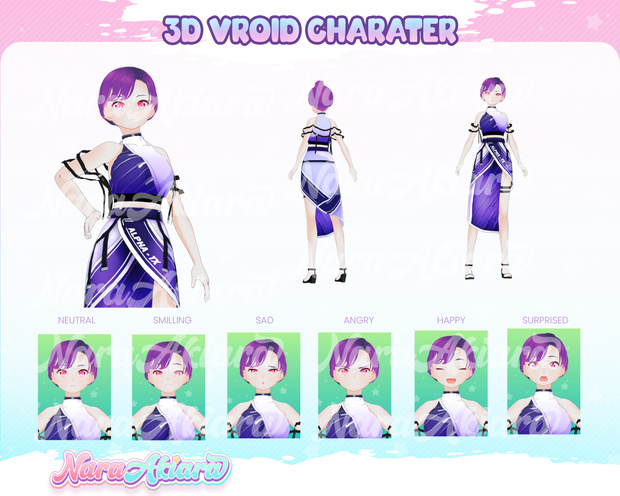 3D Vroid Model, Vroid Clothing, Vroid Studio, Vroid Avatar, Vtuber Design, 3D Art - Enchanting and Mysterious Girl Character 3D Vroid Model Anime Scarlet
