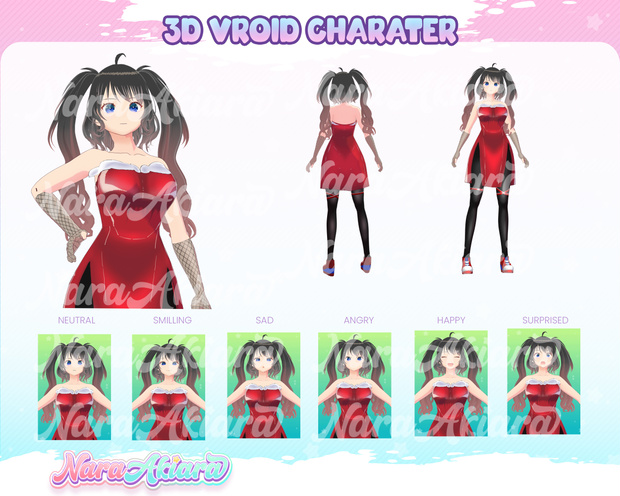 3D Vroid Model, Vtuber Model Free, 3d Model, Vtuber Model, Vroid, 3D, 3d Model Commission - 3D Vroid Character Brown Braided Hair Anime Girl for Streamers
