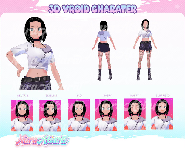 3D Vroid Model, 3d Model Commission, 3d Model, Vtuber Model, Vtuber Model Free - Professional 3D Vroid Character Black Short Hair Emo Anime Girl Art for Streamers