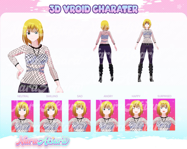 3D Vroid Model, 3d Model Commission, Vtuber Model Free, Vtuber Model - Unique 3D Vroid Model Avatar Orange Short Hair Emo Girl for Streaming