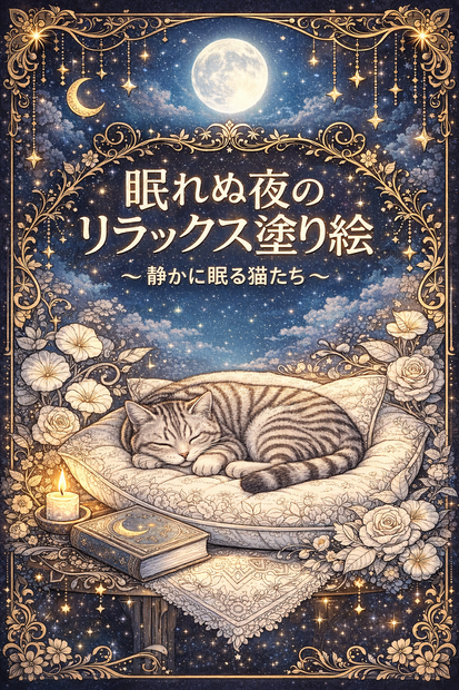 眠れぬ夜のリラックス塗り絵〜静かに眠る猫たち〜