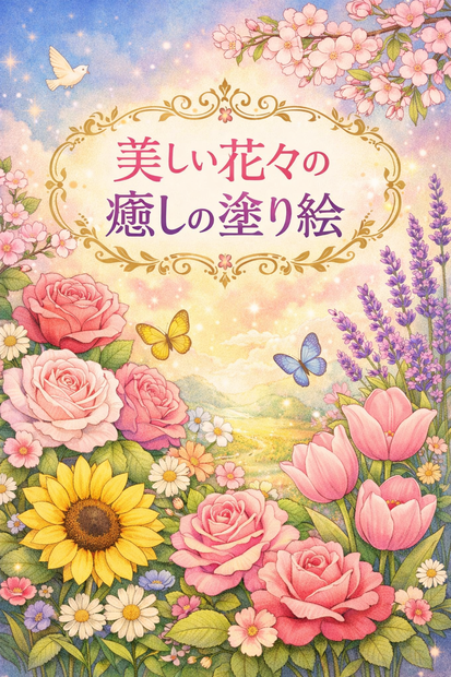 美しい花々の癒しの塗り絵
