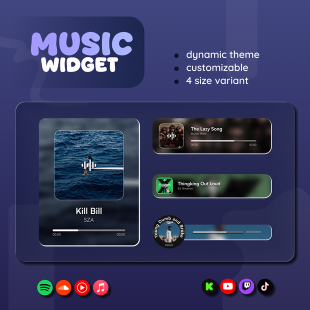 Spotify Music Widget for Streamers | Animated UI, Customize (Digital Download) | V1.0.0