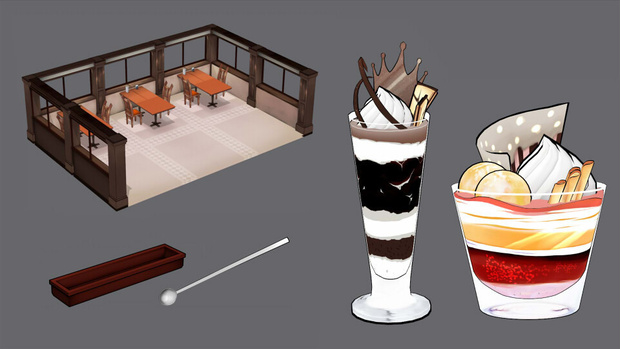パフェと喫茶店【3DCG・MMD】