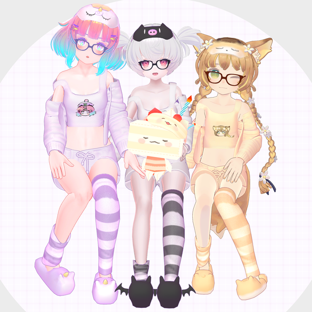 リラックス ルームウェア+眼鏡【Merushi/Lina/WeekEnd/もちリーヌ】