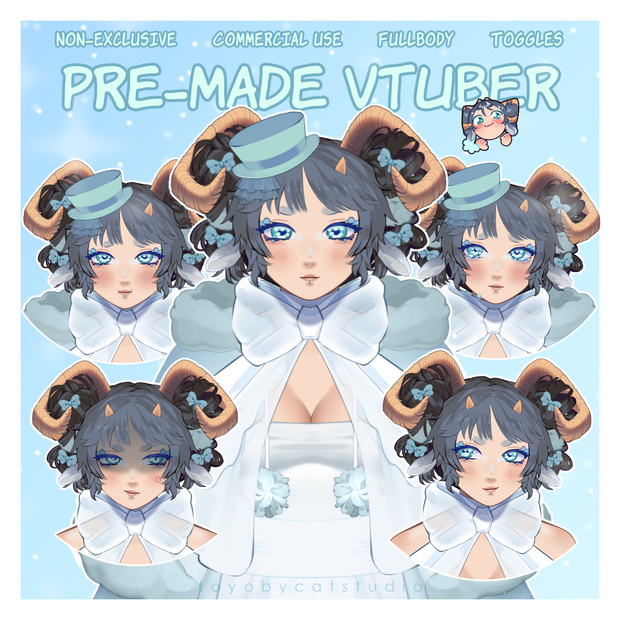 Premade Fullbody VTuber | Commercial use | Non-exclusive | Snowy Goat