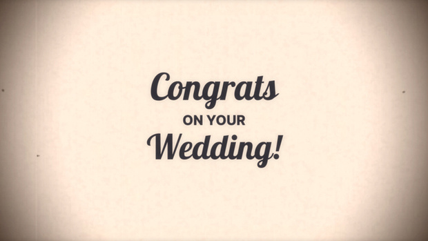 【動画素材】フィルム映画風の「Congrats on Your Wedding!」【レトロヴィンテージ】[Stock Video] Retro Vintage Old Movie Title