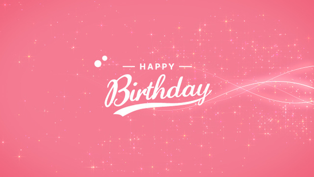 【クレジット表記不要の高画質版】光の軌跡とパーティクルの「Happy Birthday」【ピンク】[High-res version with no attribution required] Sparkling Light Trails and Stardust on Pink Background