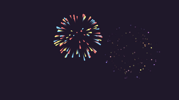 【動画素材】アニメ・カートゥーン系かわいい打ち上げ花火のアニメーション [Stock Video] Loop Fireworks Animation in Cartoon Style