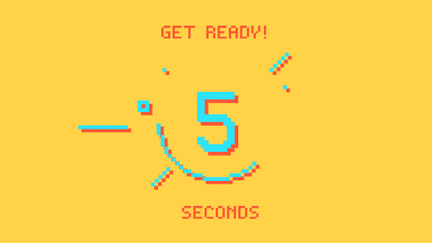 【動画素材】ファミコン風 ドット絵のカウントダウン【イエロー】[Stock Video] Retro Game Pixel Art Countdown on Yellow Background