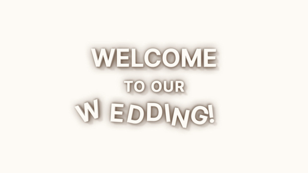 【クレジット表記不要の高解像度版】3Dアルファベットがコマ撮りでかわいく動く「Welcome to Our Wedding!」【アイボリー】[High-res version with no attribution required] Alphabet Characters in Stop Motion Animation, Ivory