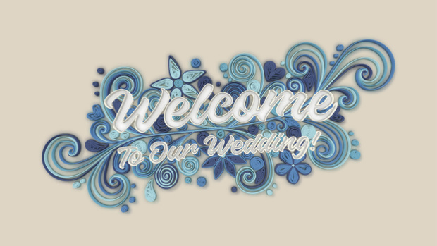 【動画素材】ペーパークイリング風のおしゃれな「Welcome to Our Wedding!」【ブルー】[Stock Video] Welcome to Our Wedding! Animated Blue Paper Quilling Typography