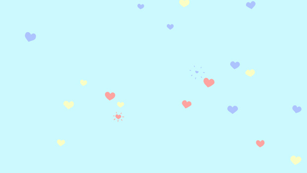 【クレジット表記不要の高解像度版】手描きのハートがかわいく弾ける背景動画素材【ライトシアン】[High-res version with no attribution required] Hand Drawn Popping Hearts, Light Cyan Looping Background