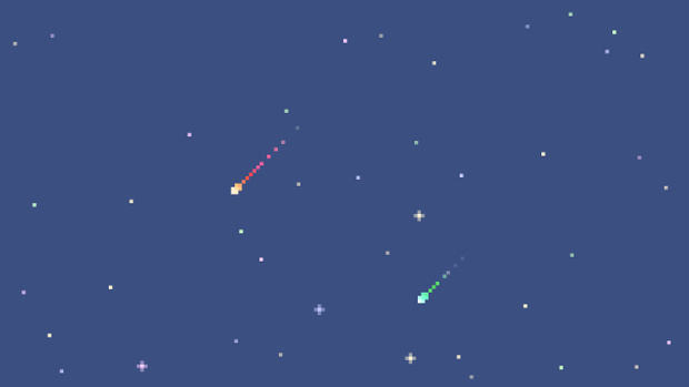 【クレジット表記不要の高解像度版】ドット絵の星空と流れ星がきれいな背景動画素材 [High-res version with no attribution required] 8-bit Pixel Art Starry Sky with Shooting Stars, Looping Background