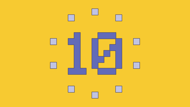 【動画素材】粗いピクセルのドット絵カウントダウン【イエロー背景】[Stock Video] Countdown Animation Made of Big Pixels on Yellow Background