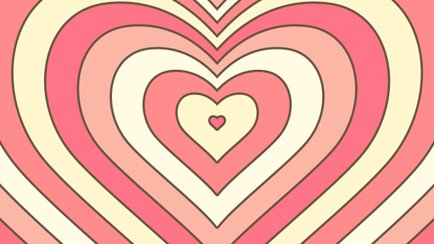 【動画素材】拡大するレトロでグルービーなハートのループ背景素材【Ver.3】[Stock Video] Expanding Retro Groovy Hearts Ver.3, Loop Background