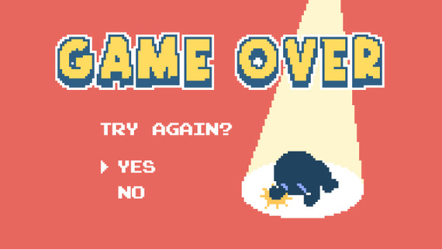 【動画素材】ファミコン風かわいいドット絵のゲームオーバー【ピンク背景】[Stock Video] 8-Bit Pixel Art Game Over Screen on Pink Background