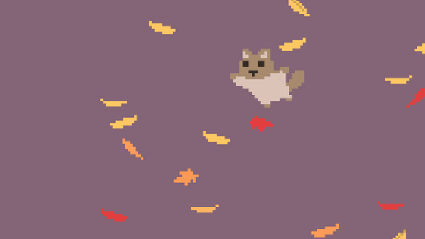 【動画素材】ドット絵の落葉と滑空モモンガの動画素材【パープル背景】[Stock Video] Falling Autumn Leaves and Flying Squirrel in 8-bit Pixel Art, Purple Loop Background
