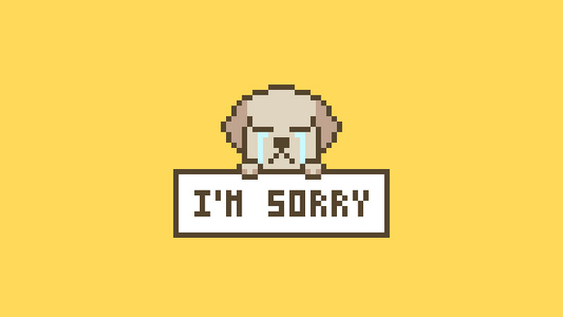 【動画素材】かわいいドット絵の犬が謝るループアニメーション「I'm Sorry」【イエロー背景】[Stock Video] I'm Sorry, Cute Pixel Art Dog Apologizing on Yellow Background, Loop Animation