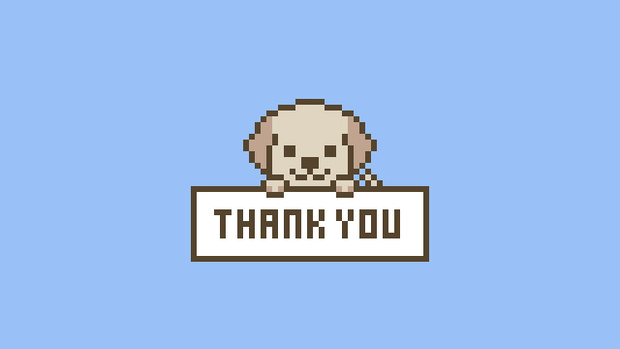 【動画素材】「Thank You」かわいいドット絵わんこが感謝するループアニメーション【ライトブルー背景】[Stock Video] Thank You, Cute Pixel Art Dog Giving Thanks on Light Blue Background, Loop Animation