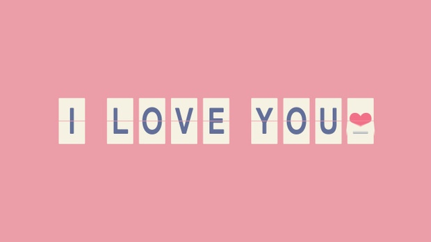 【動画素材】「I Love You」パタパタ表示機のアニメーション素材【ピンク背景】[Stock Video] I Love You, Split-Flap Display Animation on Pink Background