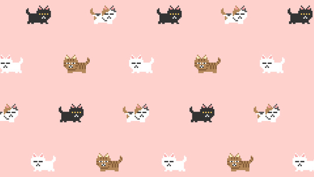 【動画素材】不満げな猫のドット絵パターン背景動画【ピンク背景】[Stock Video] Dissatisfied Cat Pattern in Pixel Art Animation, Pink Loop Background