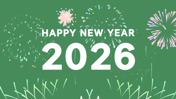 【動画素材】「Happy New Year! 2026」10秒カウントダウンと年越し打ち上げ花火のアニメーション素材【グリーン背景】[Stock Video] Happy New Year 2026, 10-Second Countdown and Fireworks Animation on Green Background