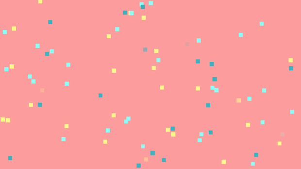 【動画素材】ピクセルの紙吹雪が舞い降りる背景動画素材【ピンク背景】[Stock Video] Pixel Confetti Falling, Pink Loop Background