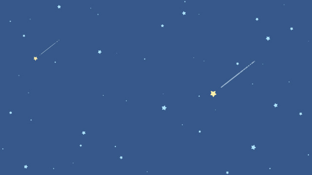 【動画素材】かわいいアニメ風な流れ星と星空のループ背景素材 [Stock Video] Cute Cartoon Shooting Stars in Starry Sky, Loop Background
