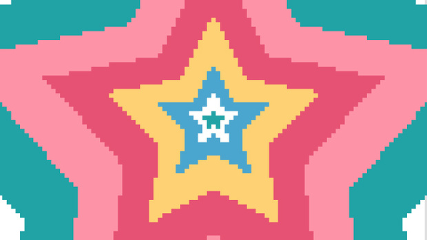 【動画素材】ドット絵の星型が拡大する背景ループ素材【ビビッドカラー】[Stock Video] Expanding Pixel Art Star Shapes, Loop Background, Vivid Color